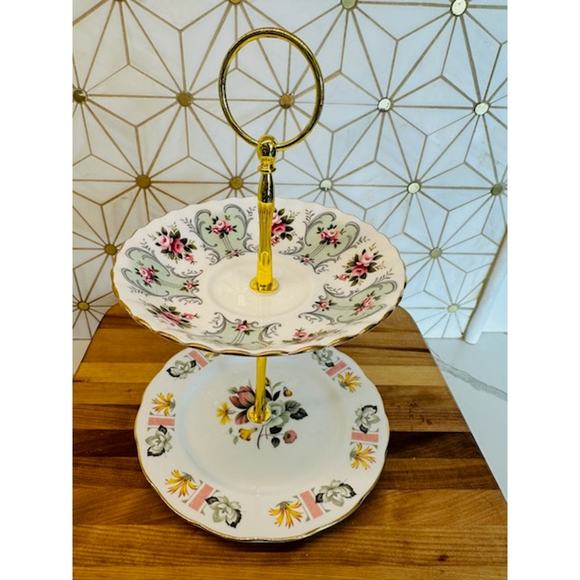 Two-Tier Jewelry Trinket Stand | Vintage China - Picture 1 of 6